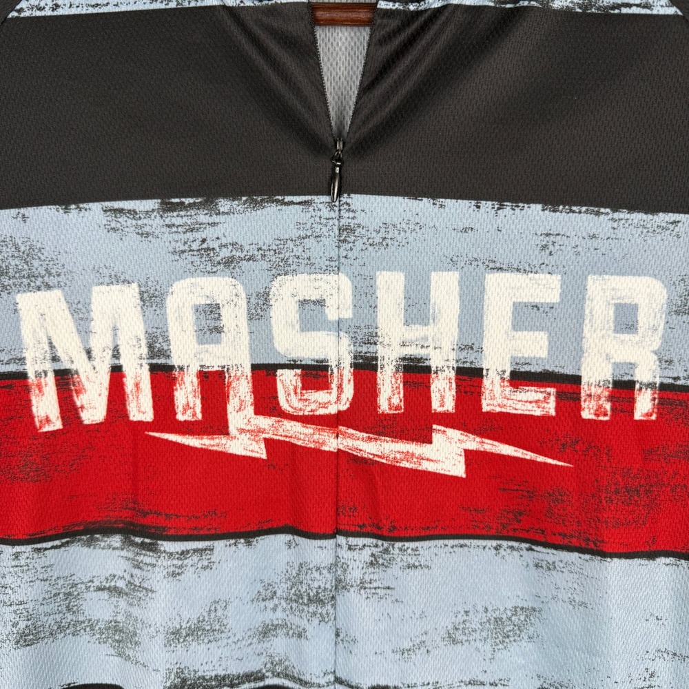 Twin Six Masher Cycling Jersey Mens L Blue Black Striped 3/4 Zip Back Pockets - Picture 5 of 13